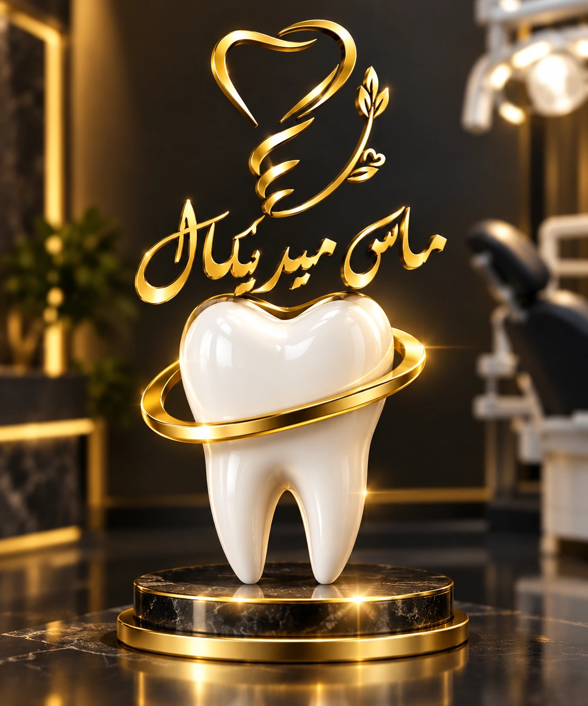 شعار ماس ميديكال الذهبي وابتسامة الأسنان